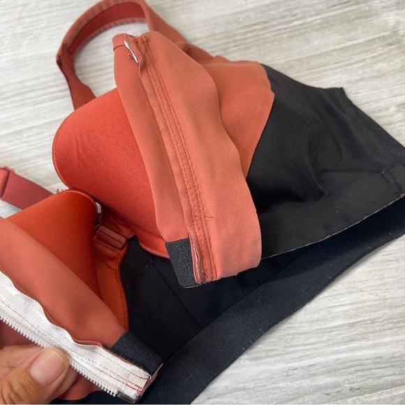 Victoria’s Secret Sports Knockout Zip Front Closure Orange Black Sports Bra 36D - Picture 10 of 12